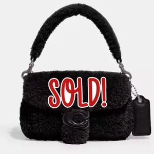 NWT Coach CC444 Pillow Tabby Shoulder Bag 18 In Shearling Black